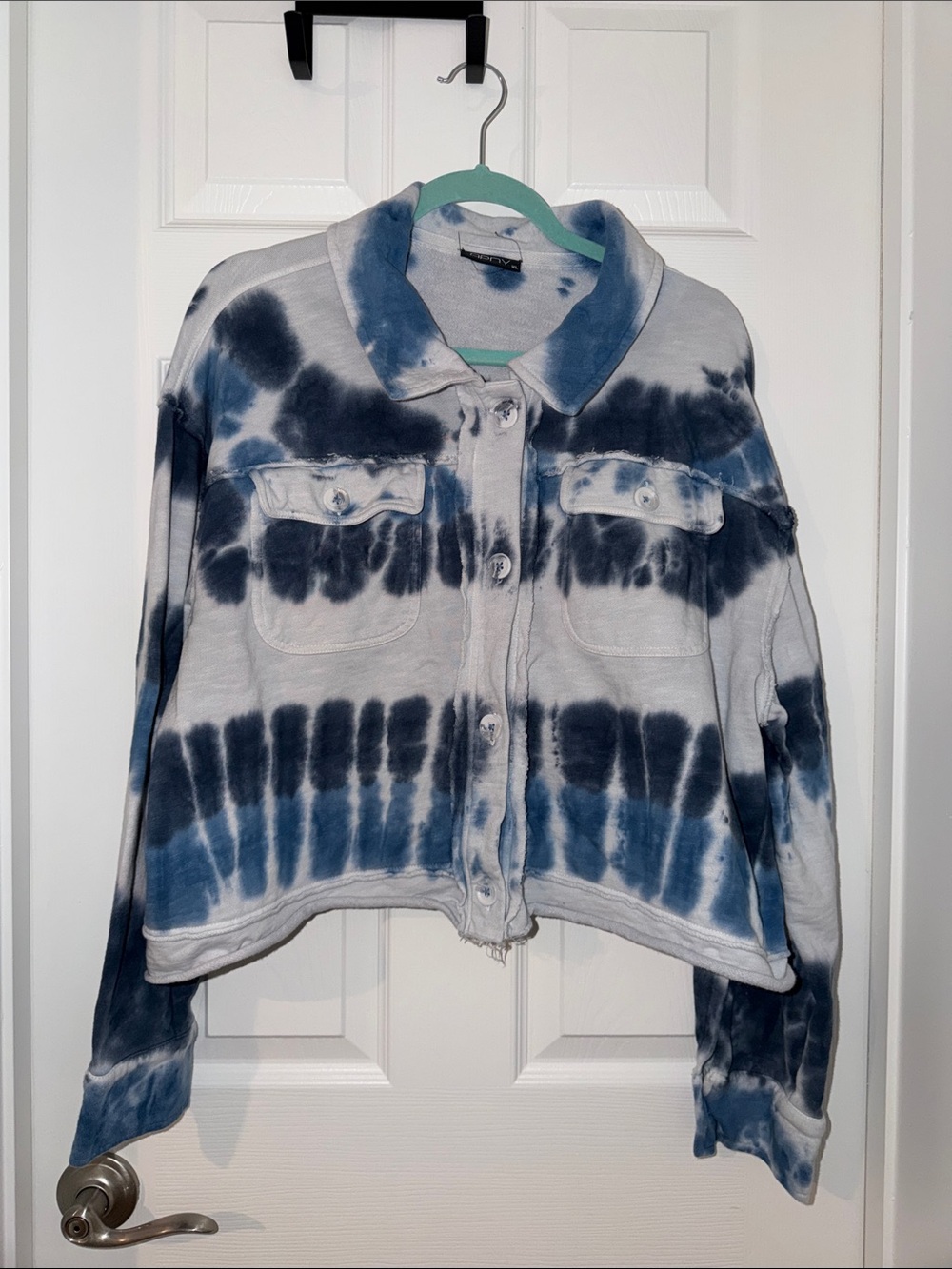 Cropped Tie-Dye Blue Jean Jacket